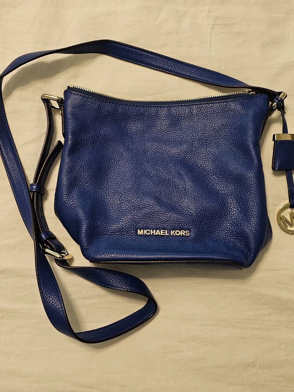 Michael Kors Pebbled Leather Crossbody Bag in Deep Blue